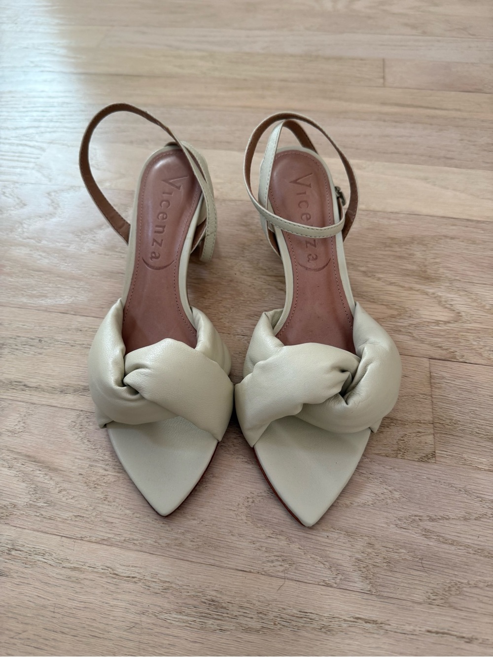 Vicenza Cream Knotted Pointed Strappy Heels